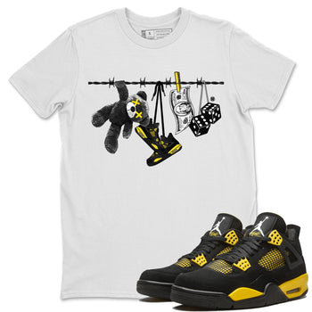 Air Jordan 4 Thunder Sneaker Match Tees Clothesline Sneaker Tees Thunder 4s T-Shirt Unisex Shirts White 1