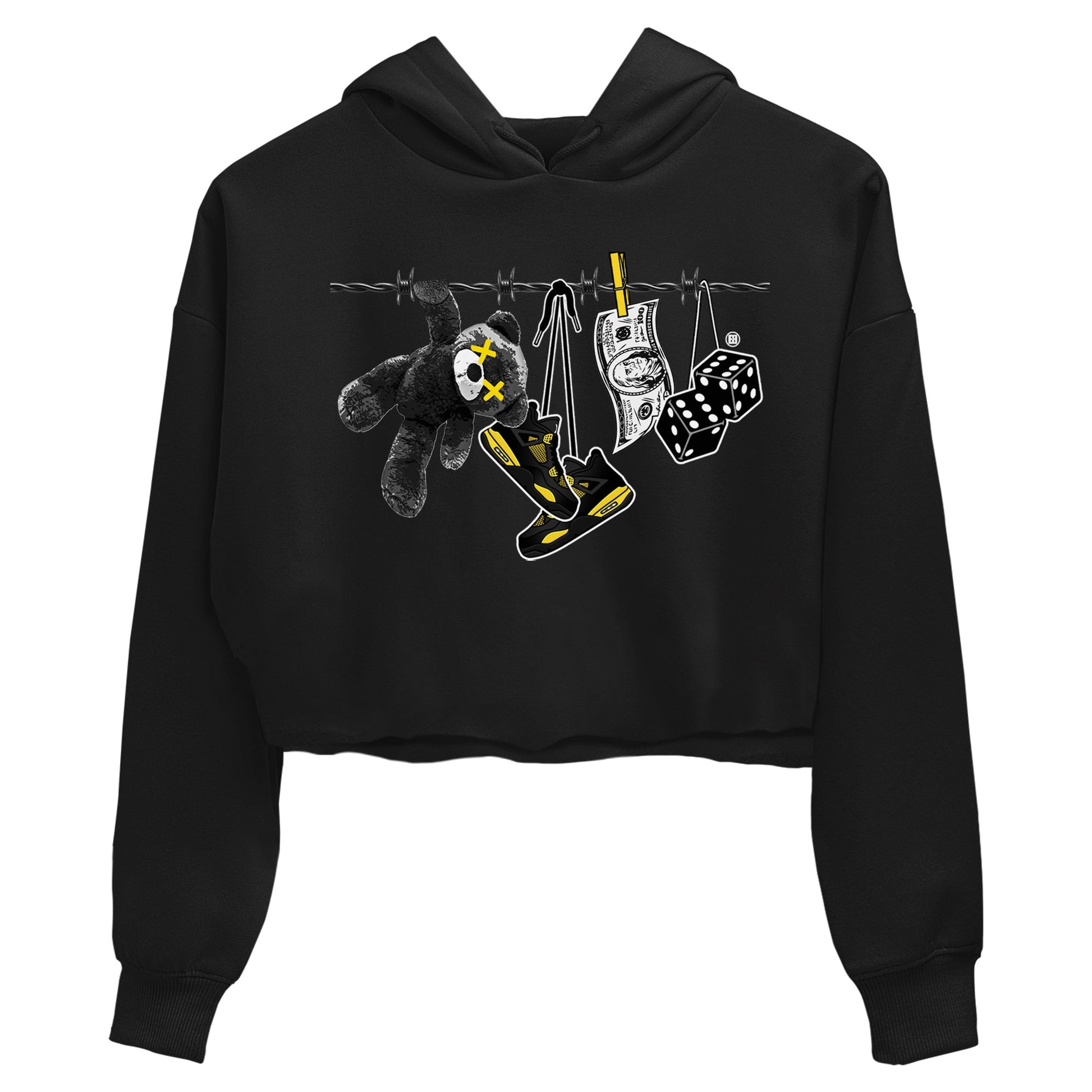 Air Jordan 4 Thunder Sneaker Match Tees Clothesline Sneaker Tees Thunder 4s T-Shirt Women's Shirts Black 2