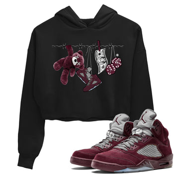 Air Jordan 5 Burgundy Sneaker Match Tees Clothesline Sneaker Tees 5s Burgundy Sneaker Release Tees Women's Shirts Black 1