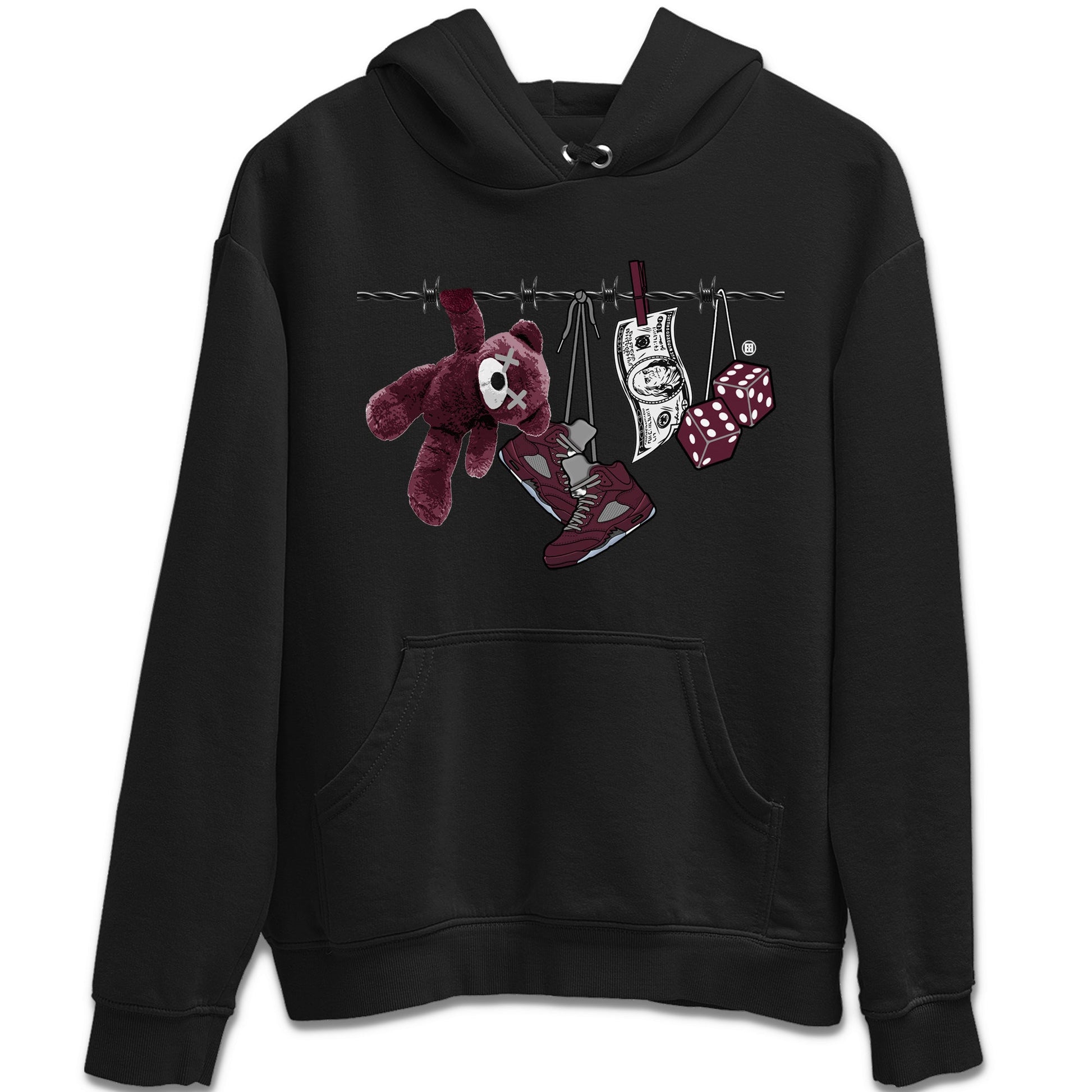 Air Jordan 5 Burgundy Sneaker Match Tees Clothesline Sneaker Tees 5s Burgundy Sneaker Release Tees Unisex Shirts Black 2
