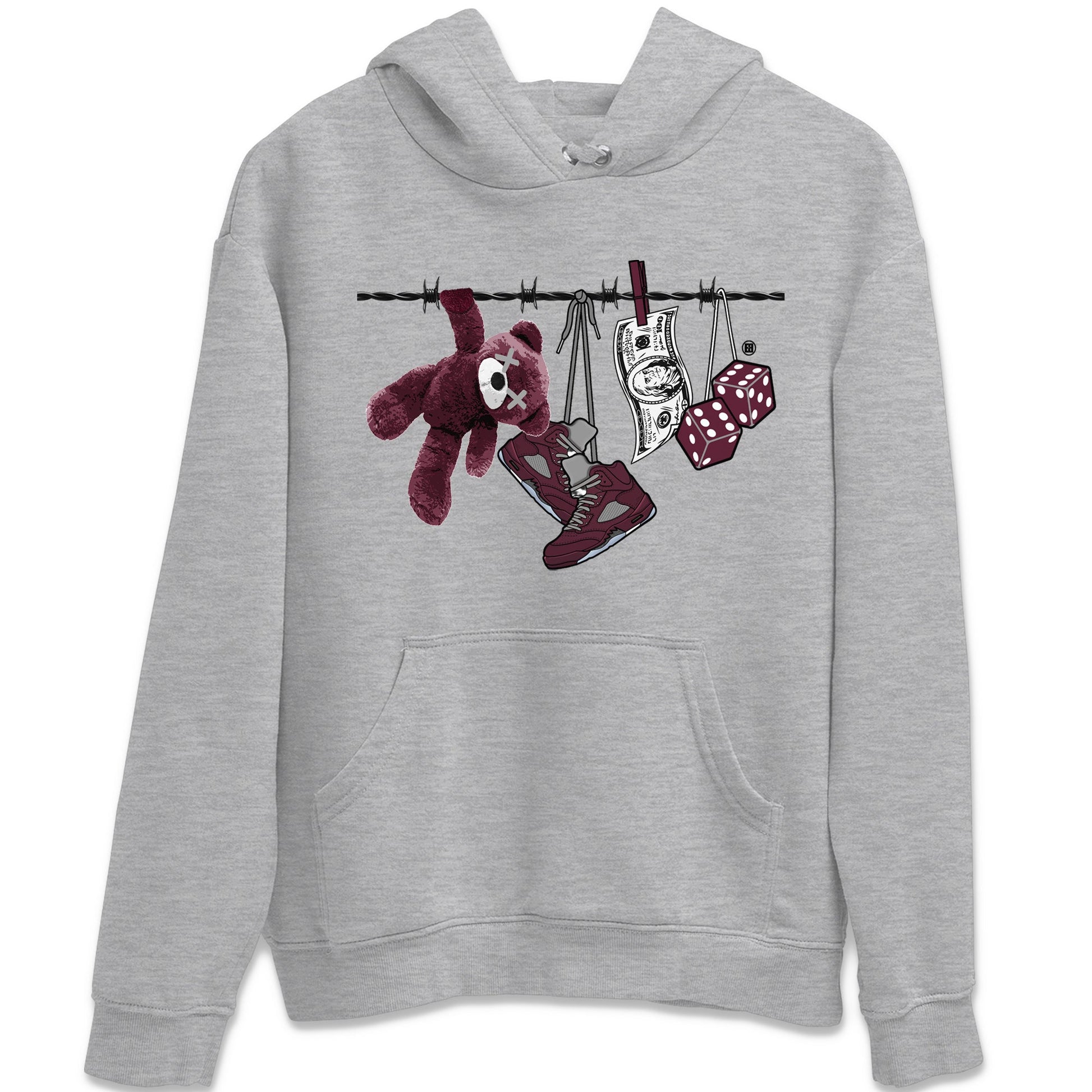 Air Jordan 5 Burgundy Sneaker Match Tees Clothesline Sneaker Tees 5s Burgundy Sneaker Release Tees Unisex Shirts Heather Grey 2