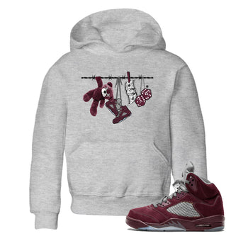 Air Jordan 5 Burgundy Sneaker Match Tees Clothesline Sneaker Tees 5s Burgundy Sneaker Release Tees Kids Shirts Heather Grey 1