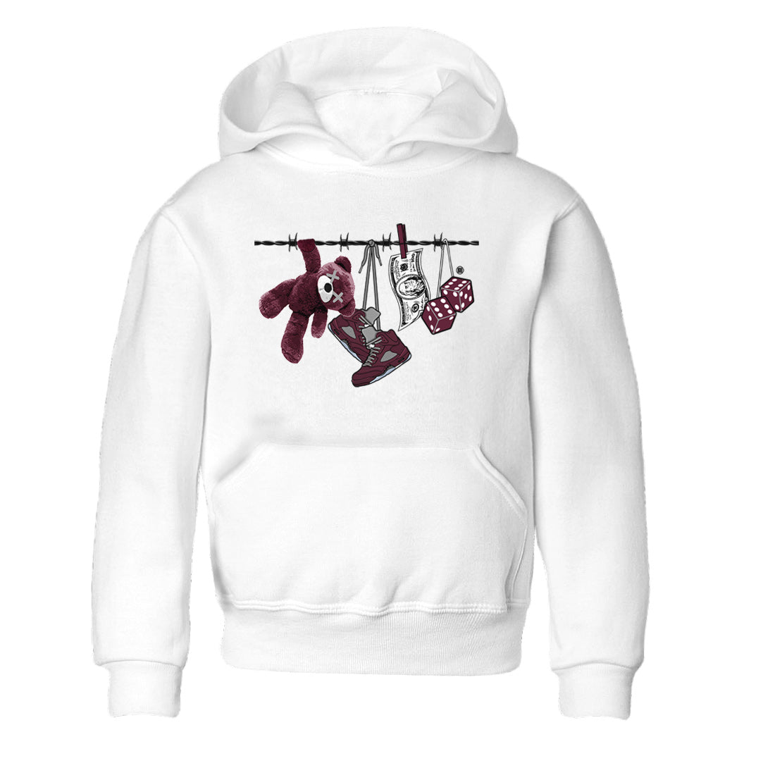 Air Jordan 5 Burgundy Sneaker Match Tees Clothesline Sneaker Tees 5s Burgundy Sneaker Release Tees Kids Shirts White 2