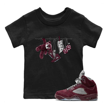 Air Jordan 5 Burgundy Sneaker Match Tees Clothesline Sneaker Tees 5s Burgundy Sneaker Release Tees Kids Shirts Black 1