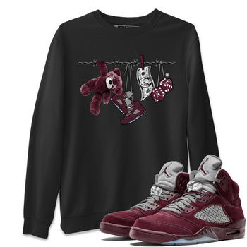 Air Jordan 5 Burgundy Sneaker Match Tees Clothesline Sneaker Tees 5s Burgundy Sneaker Release Tees Unisex Shirts Black 1