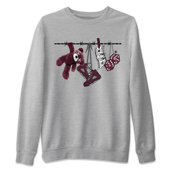 Air Jordan 5 Burgundy Sneaker Match Tees Clothesline Sneaker Tees 5s Burgundy Sneaker Release Tees Unisex Shirts Heather Grey 2