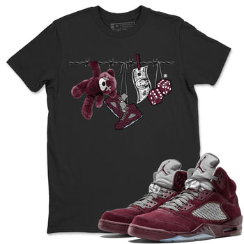 Air Jordan 5 Burgundy Sneaker Match Tees Clothesline Sneaker Tees 5s Burgundy Sneaker Release Tees Unisex Shirts Black 1