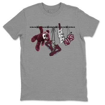 Air Jordan 5 Burgundy Sneaker Match Tees Clothesline Sneaker Tees 5s Burgundy Sneaker Release Tees Unisex Shirts Heather Grey 2