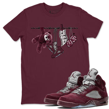 Air Jordan 5 Burgundy Sneaker Match Tees Clothesline Sneaker Tees 5s Burgundy Sneaker Release Tees Unisex Shirts Maroon 1