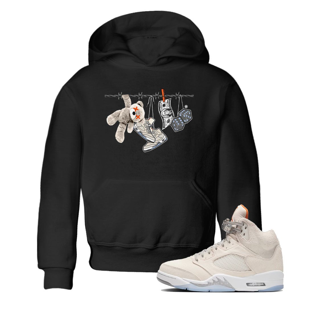 Air Jordan 5 Craft Clothesline Baby and Kids Sneaker Tees Air Jordan 5 Craft Kids Sneaker Tees Washing and Care Tip