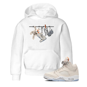 Air Jordan 5 Craft Sneaker Match Tees Clothesline Sneaker Tees Air Jordan 5 Retro Craft Tees Kids Shirts White 1