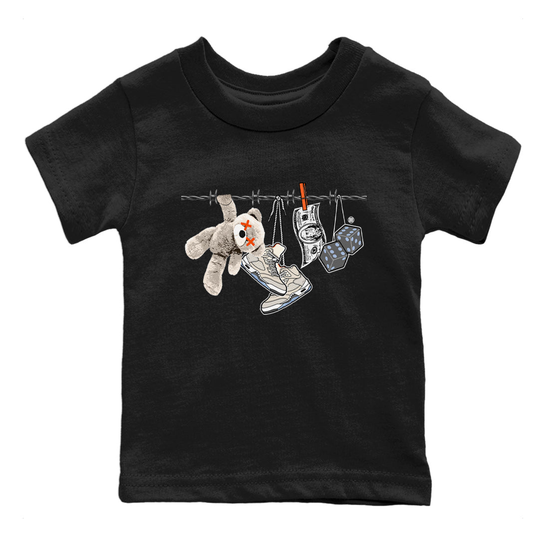 Air Jordan 5 Craft Sneaker Match Tees Clothesline Sneaker Tees Air Jordan 5 Retro Craft Tees Kids Shirts Black 2
