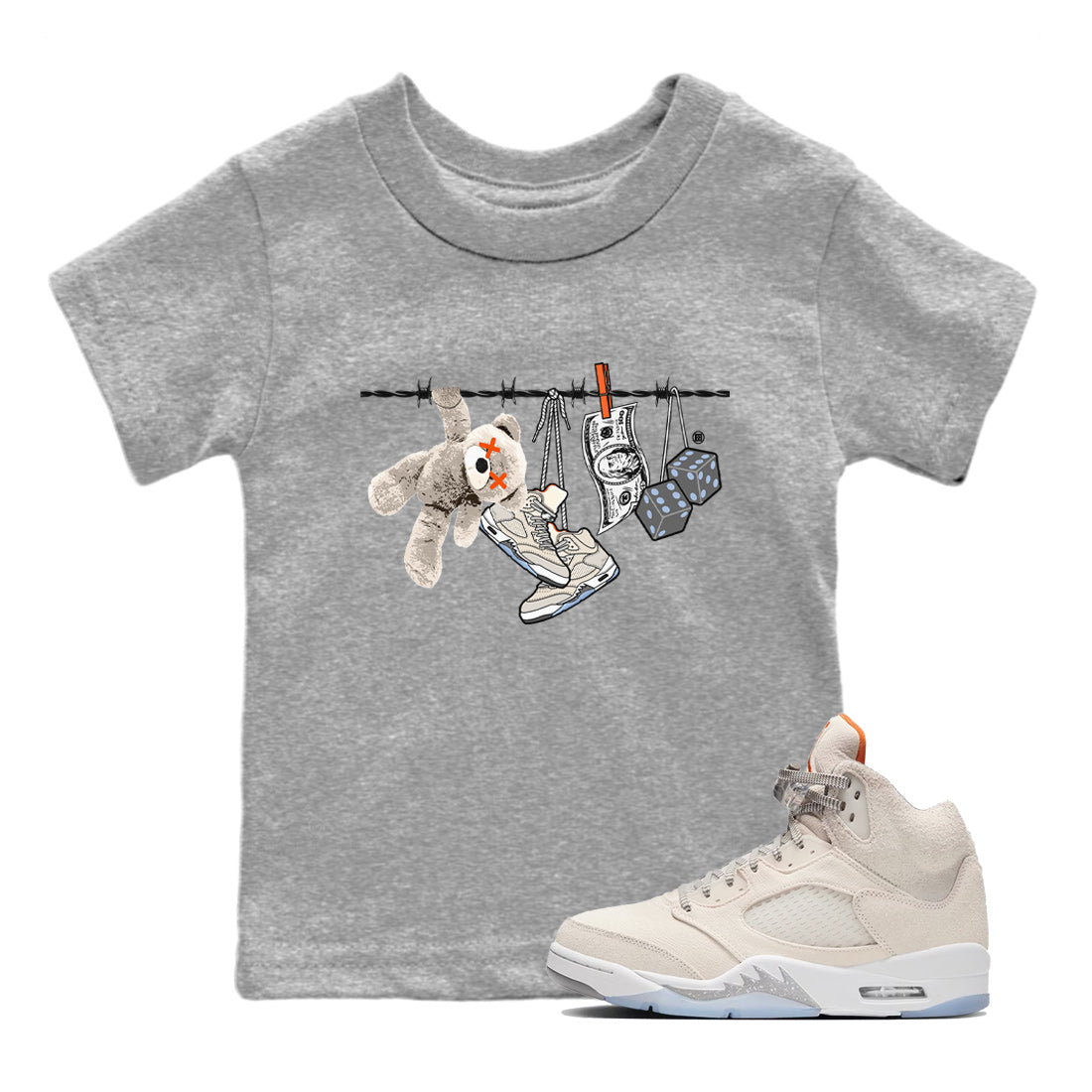 Air Jordan 5 Craft Clothesline Baby and Kids Sneaker Tees Air Jordan 5 Craft Kids Sneaker Tees Size Chart