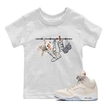 Air Jordan 5 Craft Sneaker Match Tees Clothesline Sneaker Tees Air Jordan 5 Retro Craft Tees Kids Shirts White 1