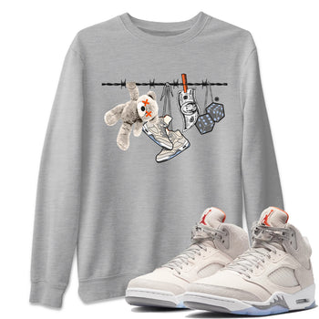 Air Jordan 5 Craft Sneaker Match Tees Clothesline Sneaker Tees Air Jordan 5 Retro Craft Tees Unisex Shirts Heather Grey 1