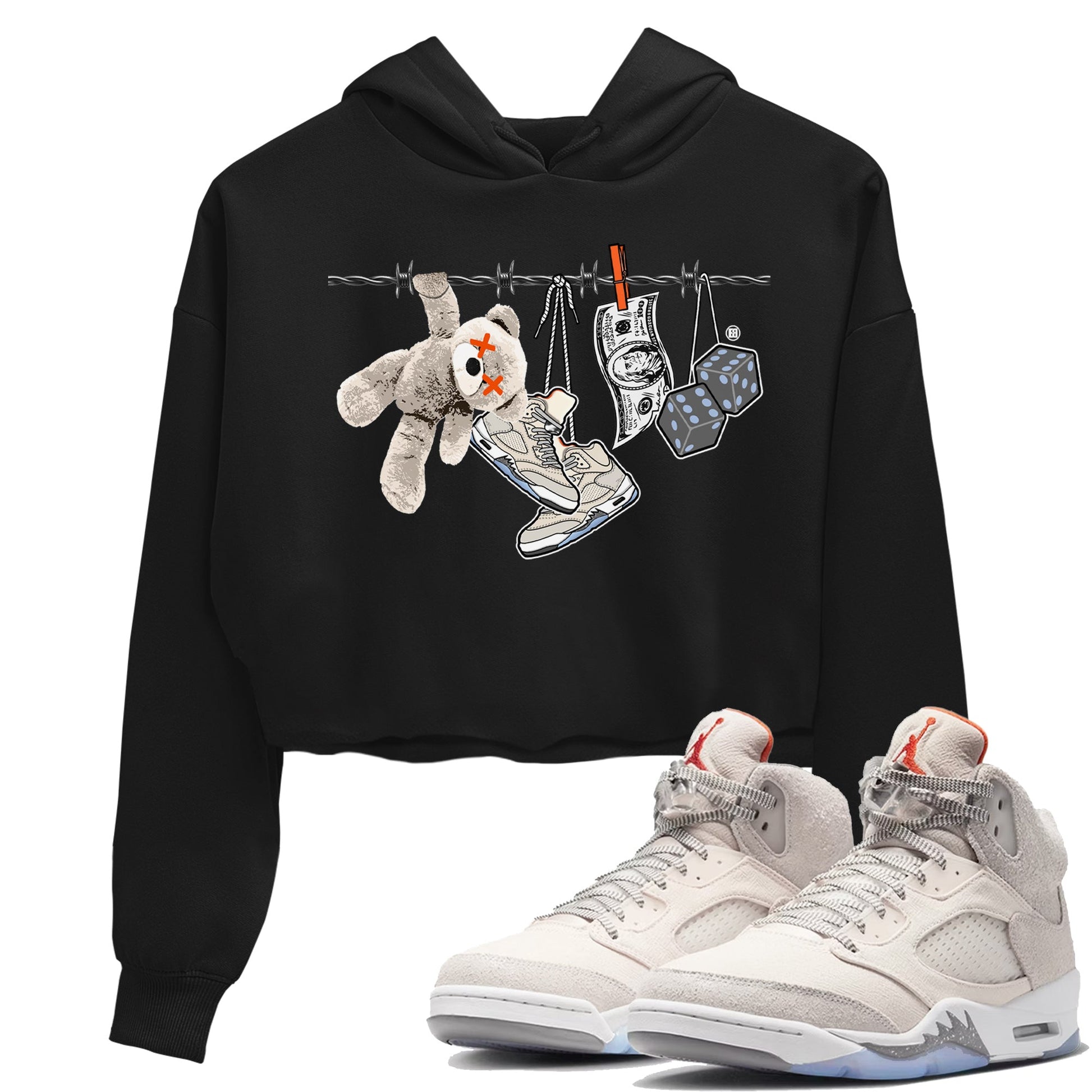 Air Jordan 5 Craft Sneaker Match Tees Clothesline Sneaker Tees Air Jordan 5 Retro Craft Tees Women's Shirts Black 1