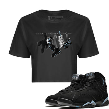 Air Jordan 7 Chambray Sneaker Match Tees Clothesline Sneaker Tees AJ7 Chambray SNRT Sneaker Release Tees Women's Shirts Black 1