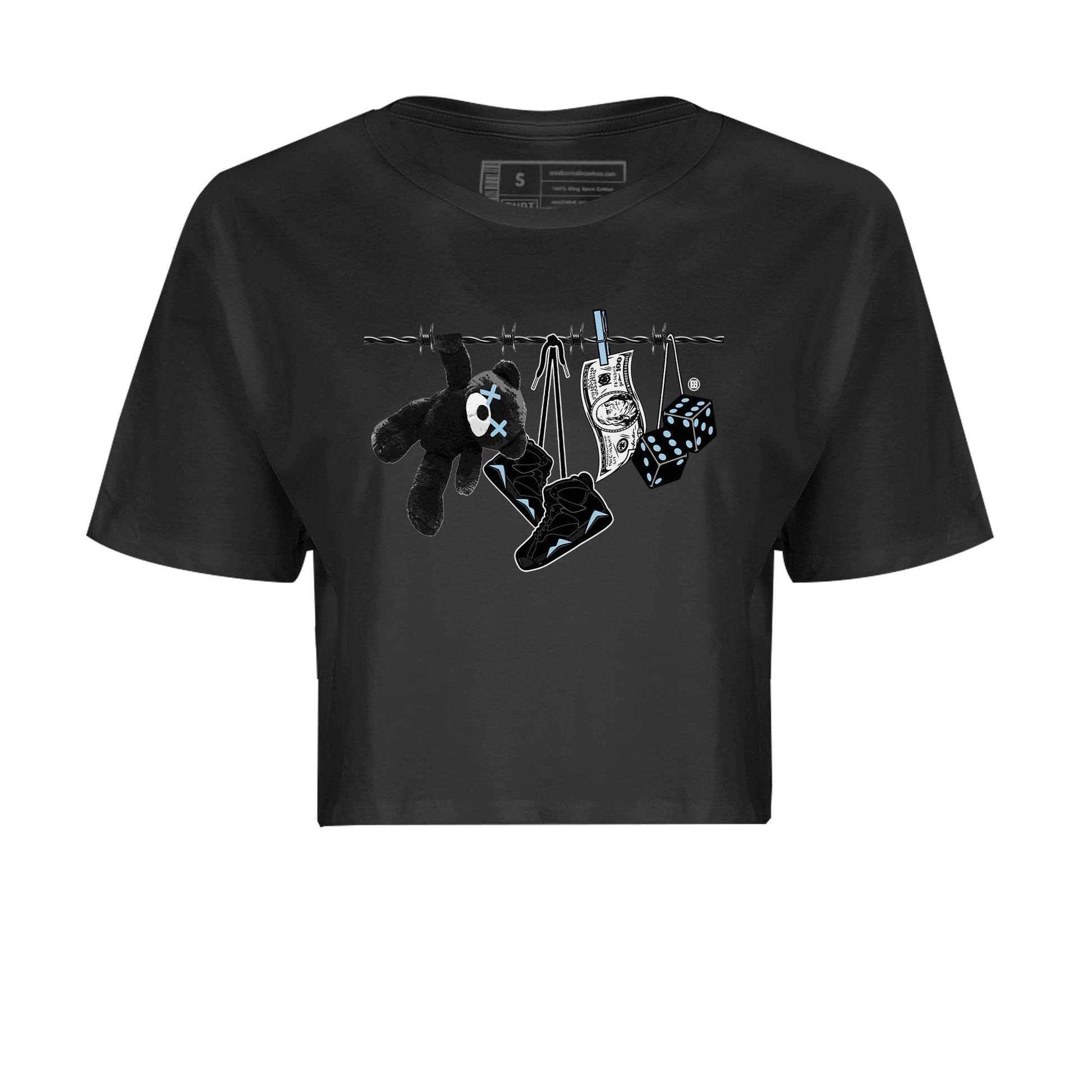 Air Jordan 7 Chambray Sneaker Match Tees Clothesline Sneaker Tees AJ7 Chambray SNRT Sneaker Release Tees Women's Shirts Black 2