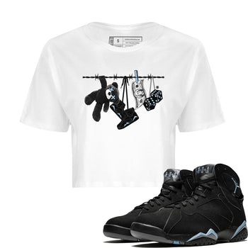 Air Jordan 7 Chambray Sneaker Match Tees Clothesline Sneaker Tees AJ7 Chambray SNRT Sneaker Release Tees Women's Shirts White 1