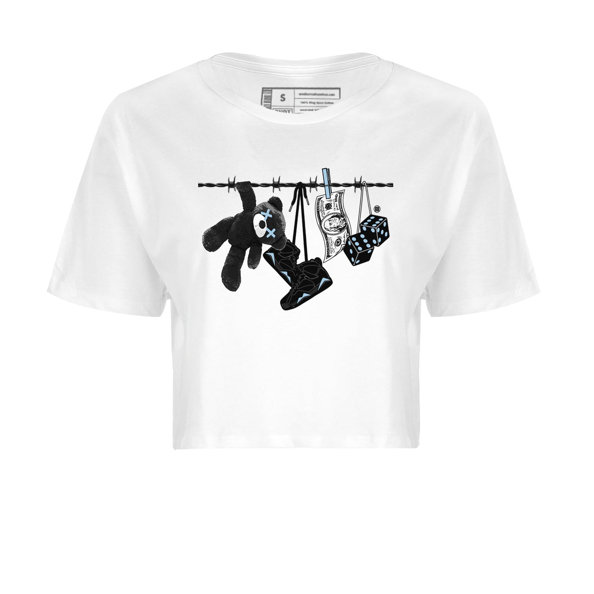 Air Jordan 7 Chambray Sneaker Match Tees Clothesline Sneaker Tees AJ7 Chambray SNRT Sneaker Release Tees Women's Shirts White 2