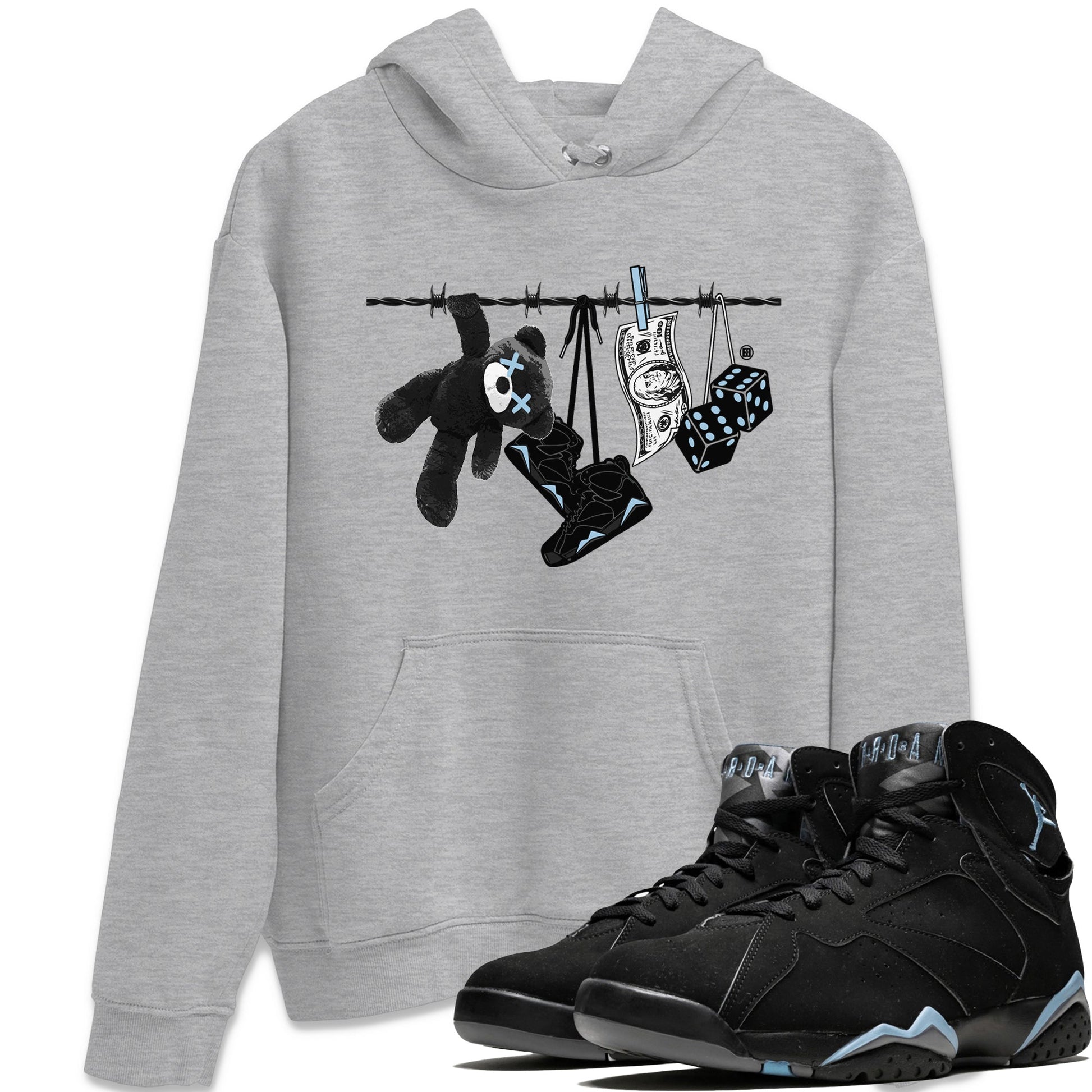 Air Jordan 7 Chambray Sneaker Match Tees Clothesline Sneaker Tees AJ7 Chambray SNRT Sneaker Release Tees Unisex Shirts Heather Grey 1