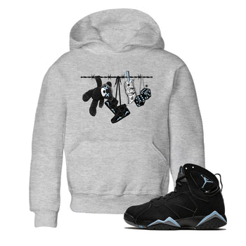 Air Jordan 7 Chambray Sneaker Match Tees Clothesline Sneaker Tees AJ7 Chambray SNRT Sneaker Release Tees Kids Shirts Heather Grey 1