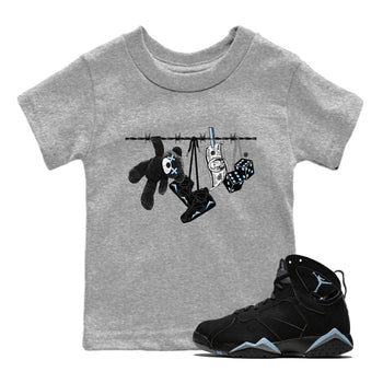 Air Jordan 7 Chambray Sneaker Match Tees Clothesline Sneaker Tees AJ7 Chambray SNRT Sneaker Release Tees Kids Shirts Heather Grey 1