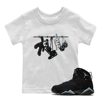 Air Jordan 7 Chambray Sneaker Match Tees Clothesline Sneaker Tees AJ7 Chambray SNRT Sneaker Release Tees Kids Shirts White 1
