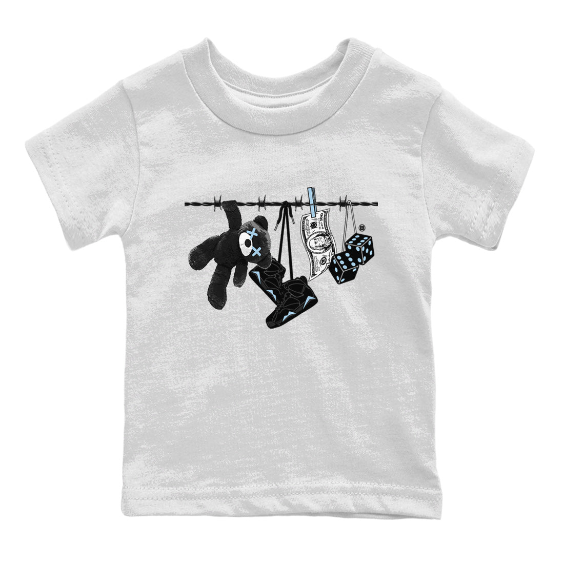 Air Jordan 7 Chambray Sneaker Match Tees Clothesline Sneaker Tees AJ7 Chambray SNRT Sneaker Release Tees Kids Shirts White 2