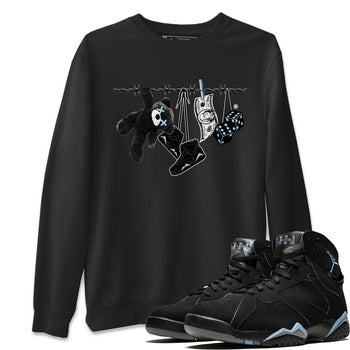 Air Jordan 7 Chambray Sneaker Match Tees Clothesline Sneaker Tees AJ7 Chambray SNRT Sneaker Release Tees Unisex Shirts Black 1