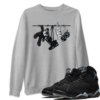 Air Jordan 7 Chambray Sneaker Match Tees Clothesline Sneaker Tees AJ7 Chambray SNRT Sneaker Release Tees Unisex Shirts Heather Grey 1