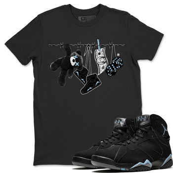 Air Jordan 7 Chambray Sneaker Match Tees Clothesline Sneaker Tees AJ7 Chambray SNRT Sneaker Release Tees Unisex Shirts Black 1