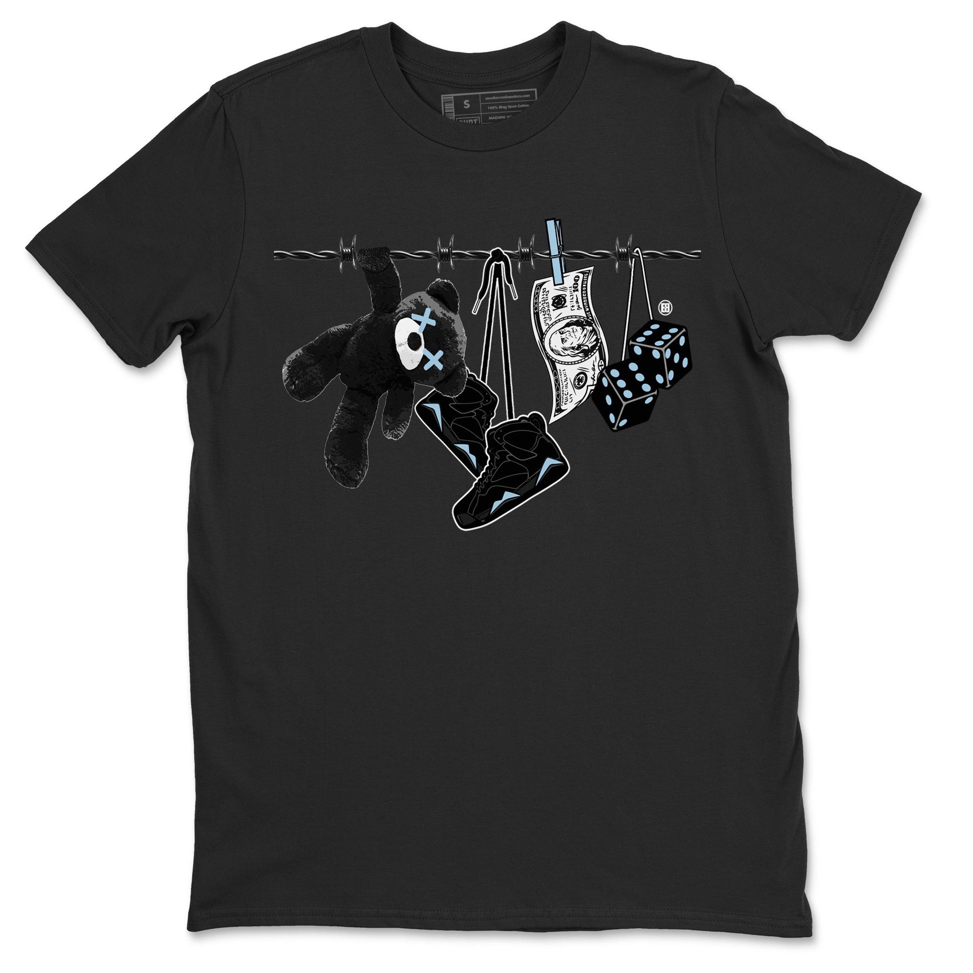Air Jordan 7 Chambray Sneaker Match Tees Clothesline Sneaker Tees AJ7 Chambray SNRT Sneaker Release Tees Unisex Shirts Black 2