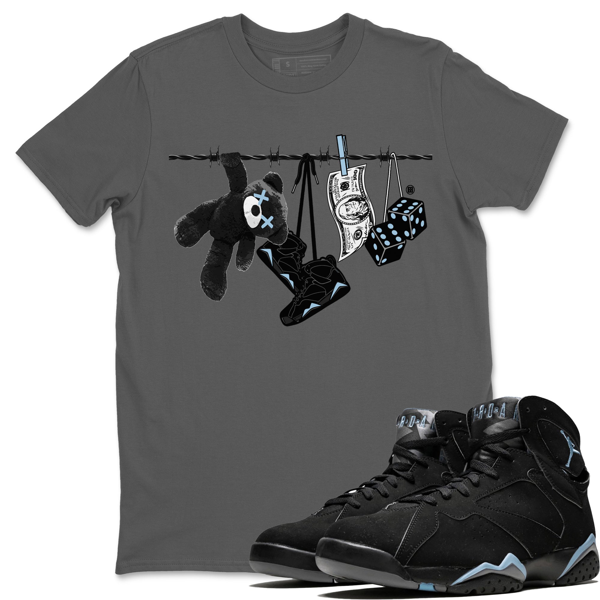 Air Jordan 7 Chambray Sneaker Match Tees Clothesline Sneaker Tees AJ7 Chambray SNRT Sneaker Release Tees Unisex Shirts Cool Grey 1