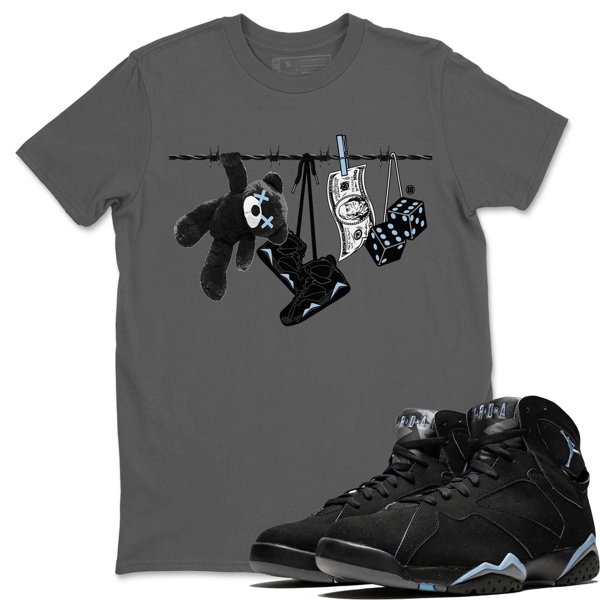 Air Jordan 7 Chambray Sneaker Match Tees Clothesline Sneaker Tees AJ7 Chambray SNRT Sneaker Release Tees Unisex Shirts Cool Grey 1