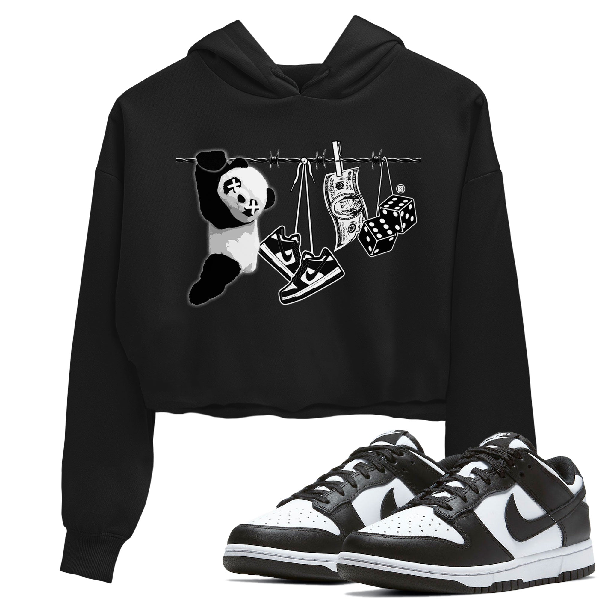 Dunk Panda shirt to match jordans Clothesline sneaker tees Dunk White Black Panda SNRT Sneaker Tees Black 1 Crop T-Shirt