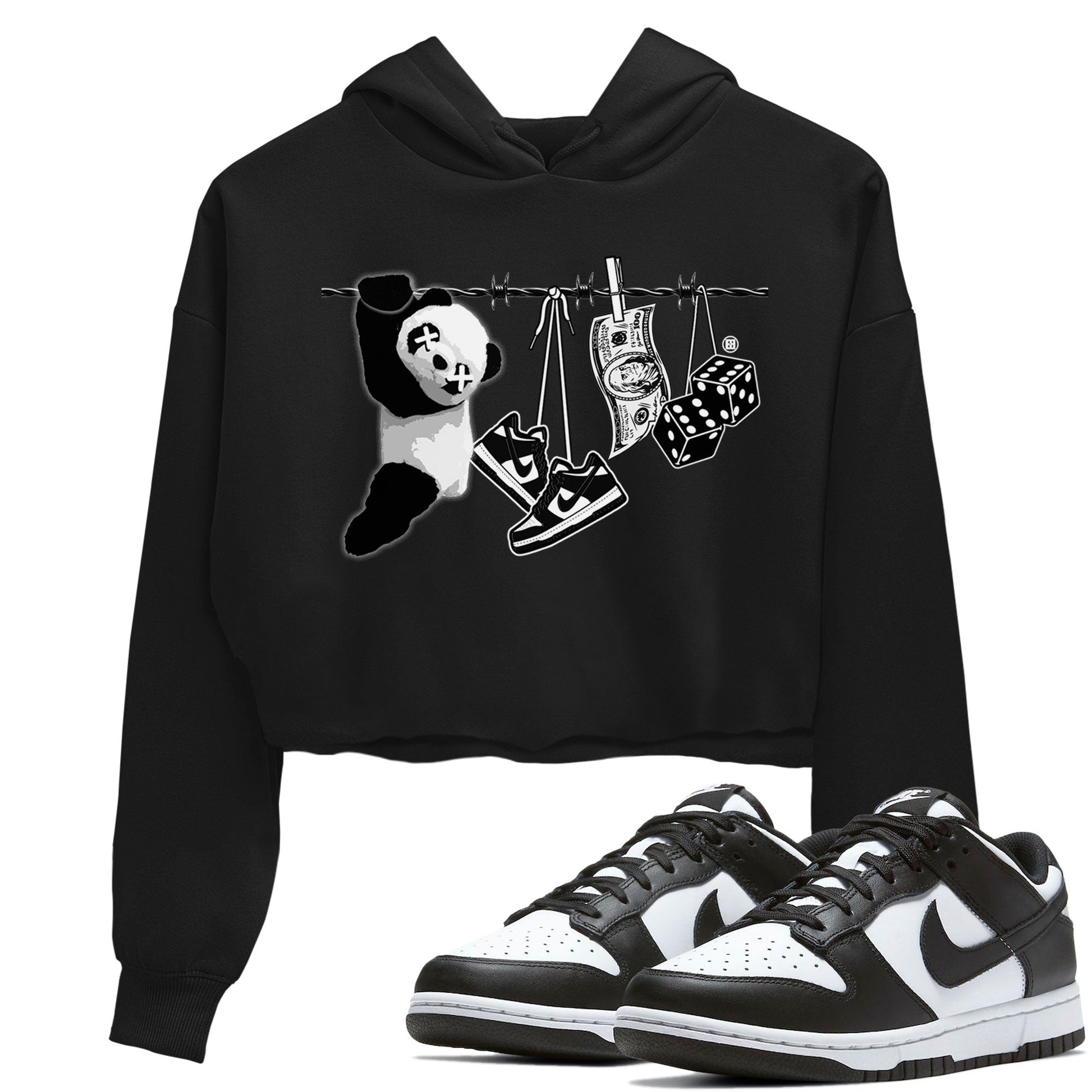 Dunk Panda shirt to match jordans Clothesline sneaker tees Dunk White Black Panda SNRT Sneaker Tees Black 1 Crop T-Shirt