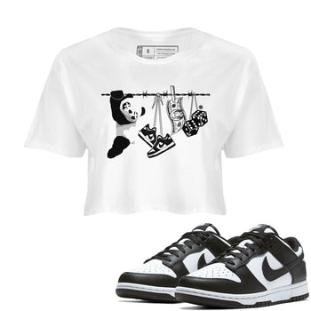 Dunk Panda shirt to match jordans Clothesline sneaker tees Dunk White Black Panda SNRT Sneaker Tees White 1 Crop T-Shirt