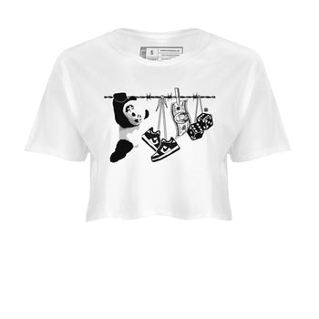 Dunk Panda shirt to match jordans Clothesline sneaker tees Dunk White Black Panda SNRT Sneaker Tees White 2 Crop T-Shirt