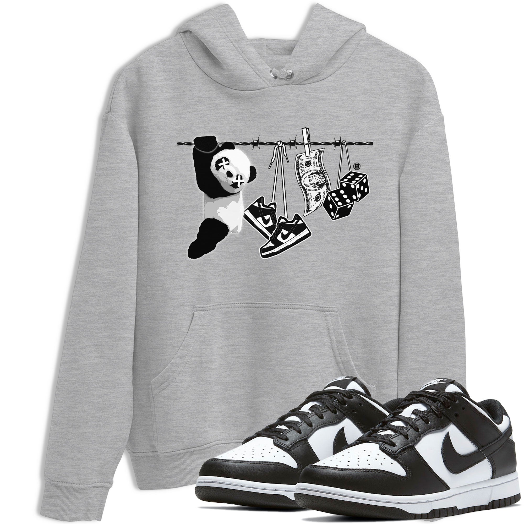 Dunk Panda shirt to match jordans Clothesline sneaker tees Dunk White Black Panda SNRT Sneaker Tees Unisex Heather Grey 1 T-Shirt