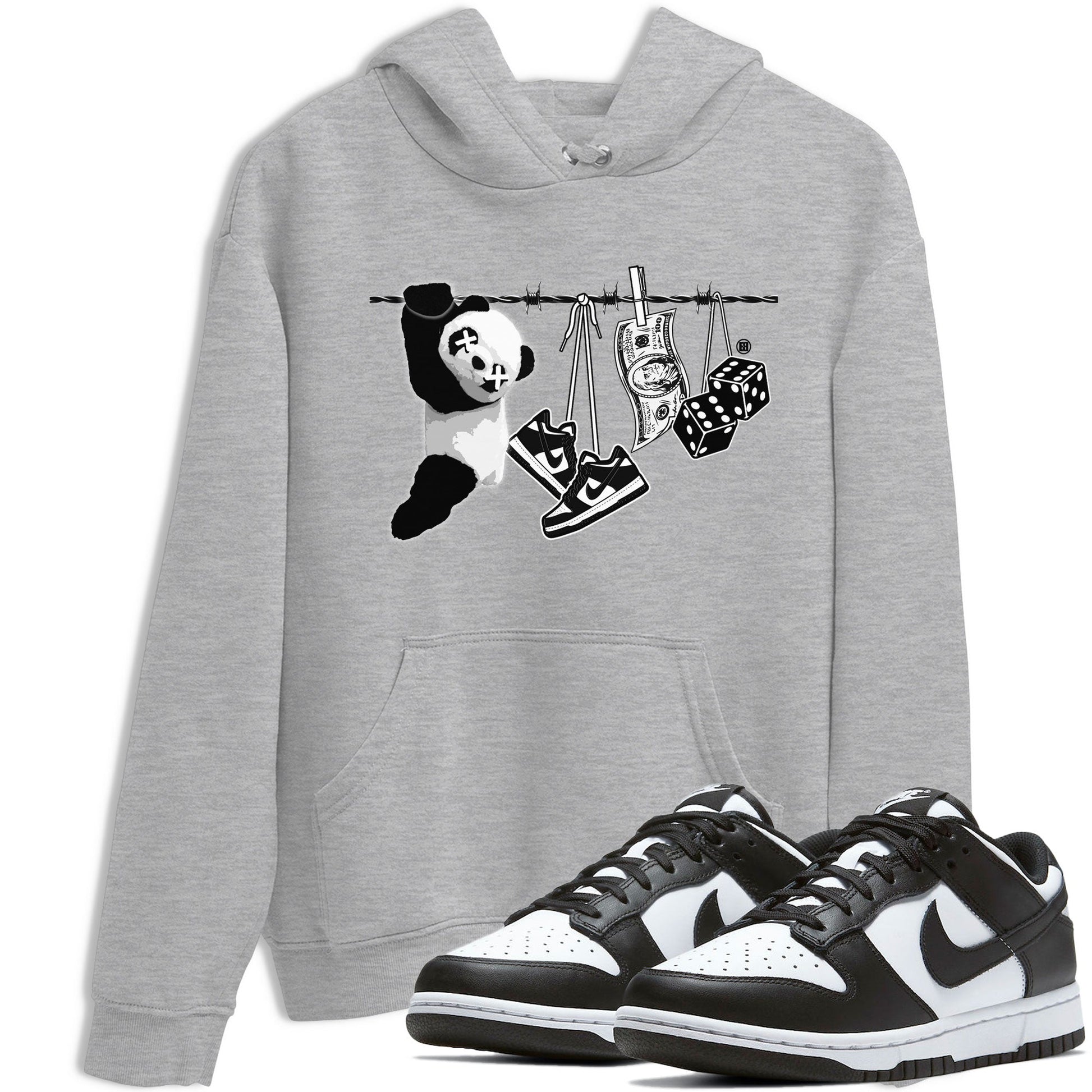 Dunk Panda shirt to match jordans Clothesline sneaker tees Dunk White Black Panda SNRT Sneaker Tees Unisex Heather Grey 1 T-Shirt