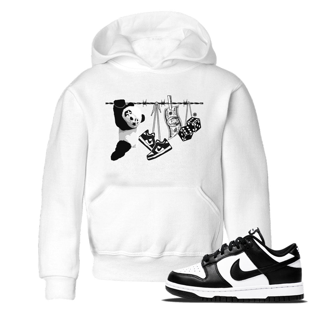 Dunk Panda shirt to match jordans Clothesline sneaker tees Dunk White Black Panda SNRT Sneaker Tees Baby Toddler White 1 T-Shirt