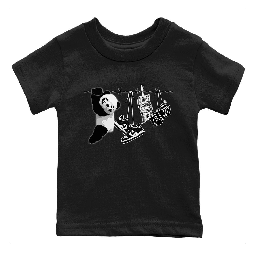 Dunk Panda shirt to match jordans Clothesline sneaker tees Dunk White Black Panda SNRT Sneaker Tees Baby Toddler Black 2 T-Shirt