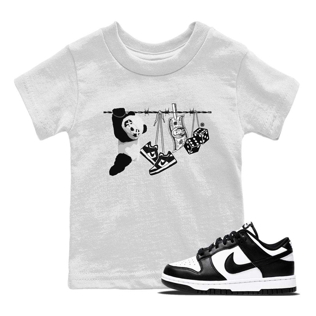 Dunk Panda shirt to match jordans Clothesline sneaker tees Dunk White Black Panda SNRT Sneaker Tees Baby Toddler White 1 T-Shirt