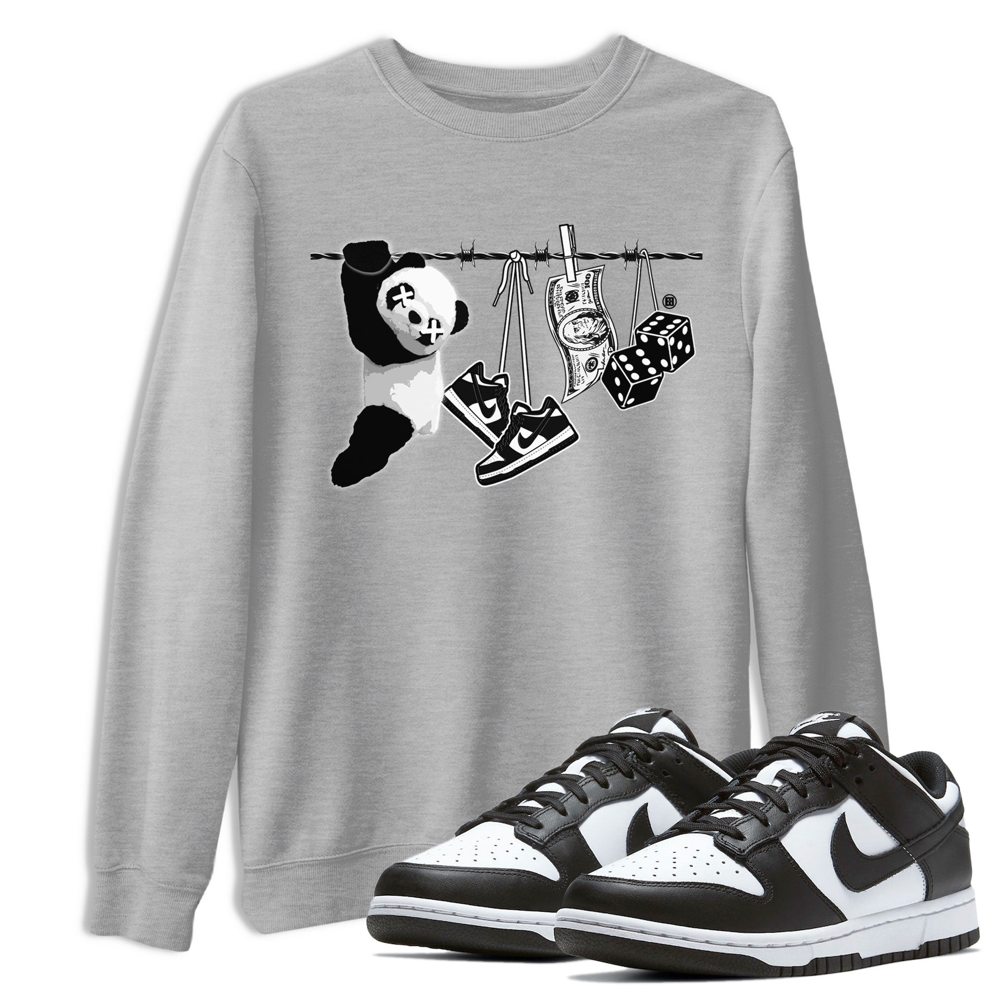 Dunk Panda shirt to match jordans Clothesline sneaker tees Dunk White Black Panda SNRT Sneaker Tees Unisex Heather Grey 1 T-Shirt