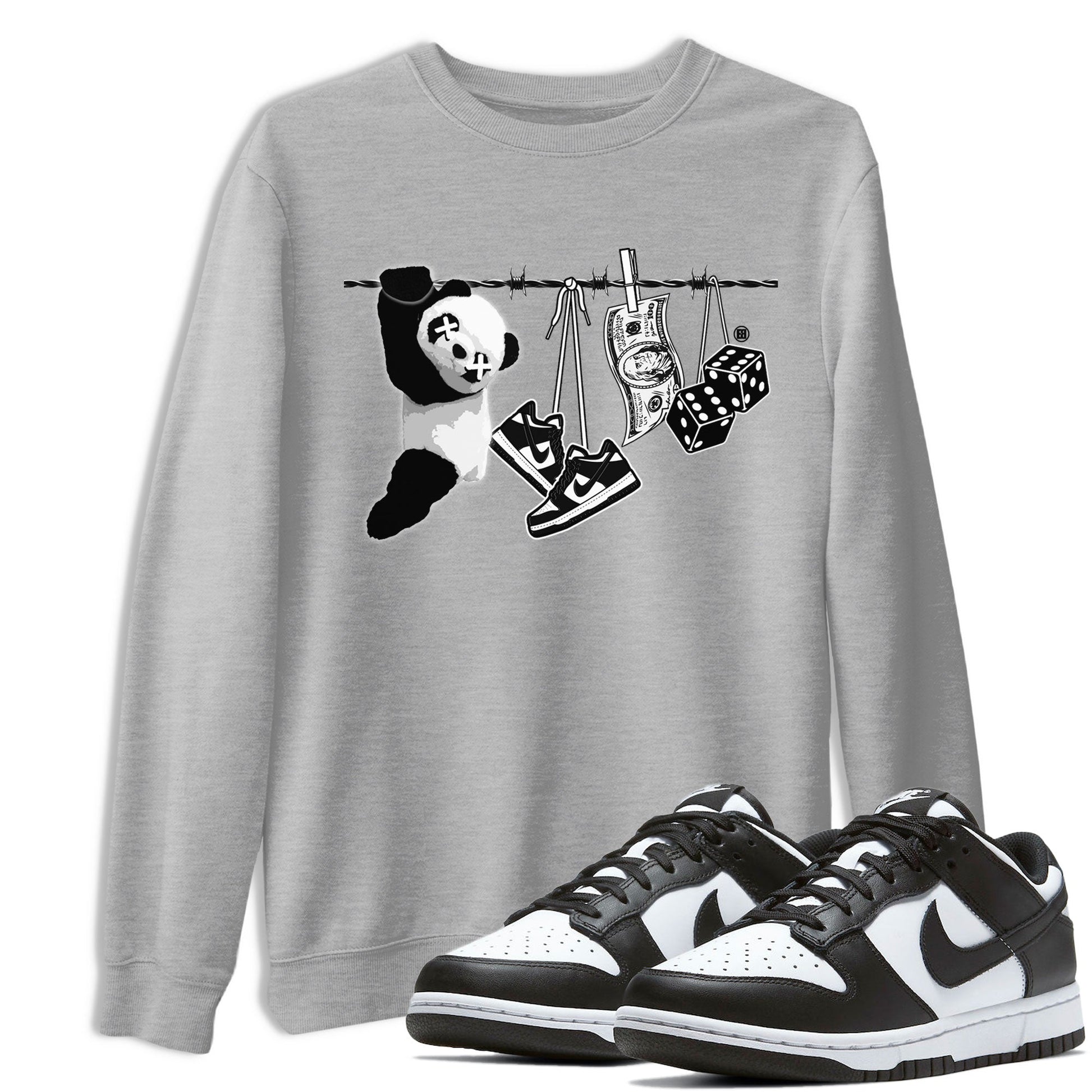 Dunk Panda shirt to match jordans Clothesline sneaker tees Dunk White Black Panda SNRT Sneaker Tees Unisex Heather Grey 1 T-Shirt