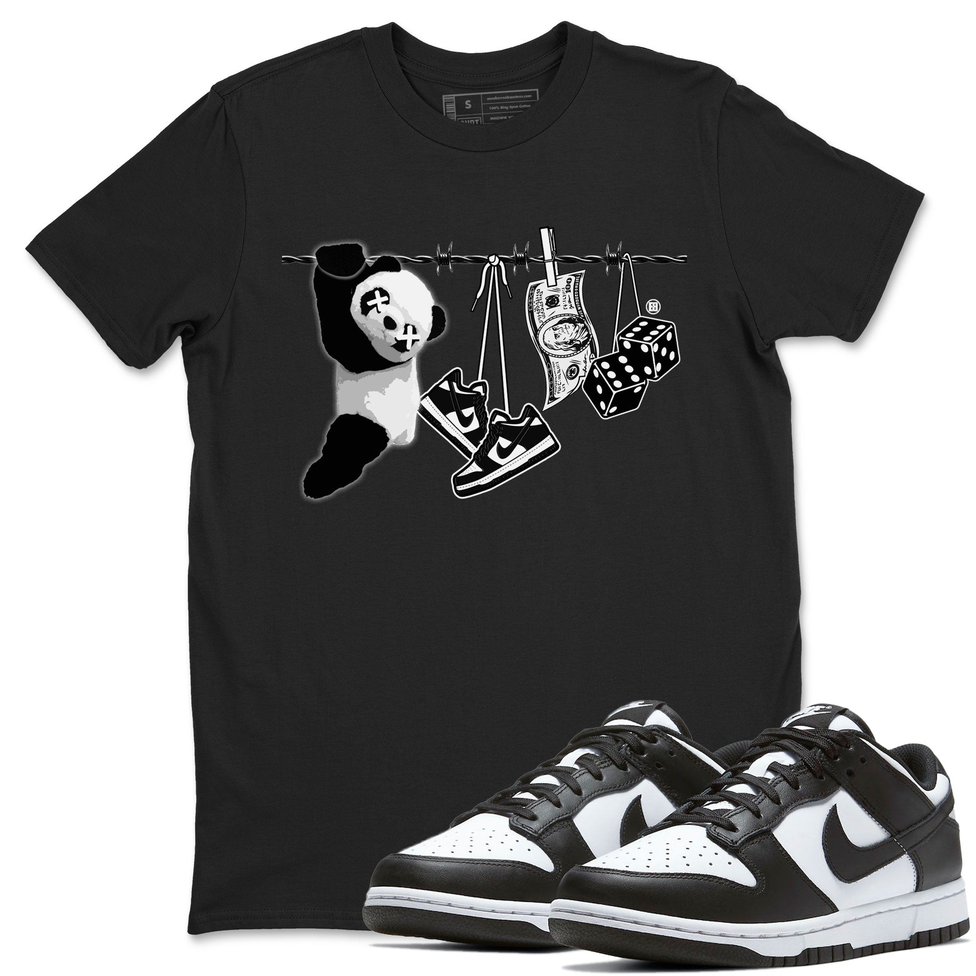 Dunk Panda shirt to match jordans Clothesline sneaker tees Dunk White Black Panda SNRT Sneaker Tees Unisex Black 1 T-Shirt