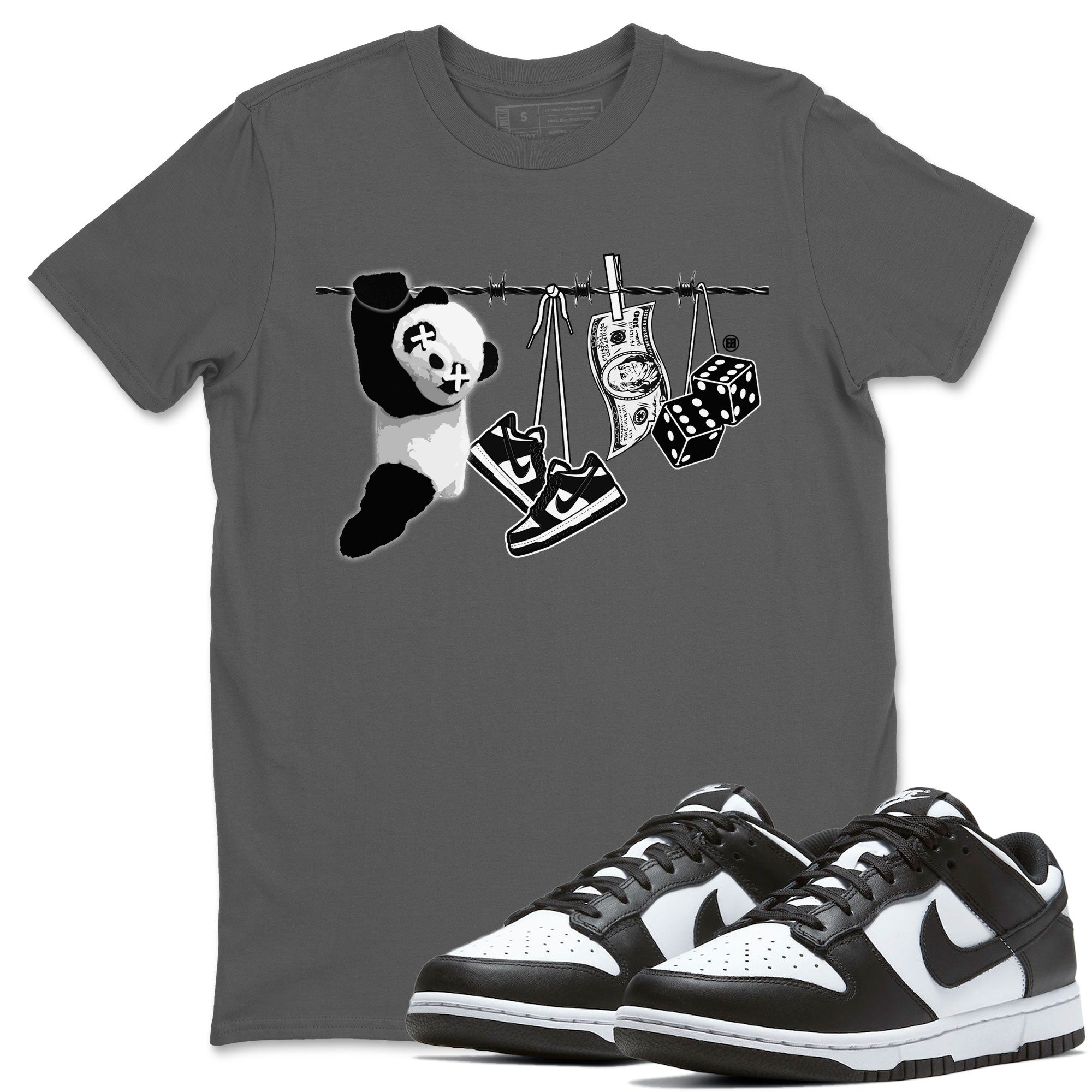 Dunk Panda shirt to match jordans Clothesline sneaker tees Dunk White Black Panda SNRT Sneaker Tees Unisex Cool Grey 1 T-Shirt