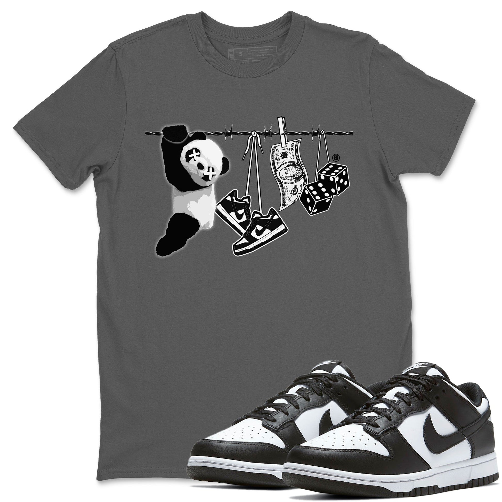 Dunk Panda shirt to match jordans Clothesline sneaker tees Dunk White Black Panda SNRT Sneaker Tees Unisex Cool Grey 1 T-Shirt