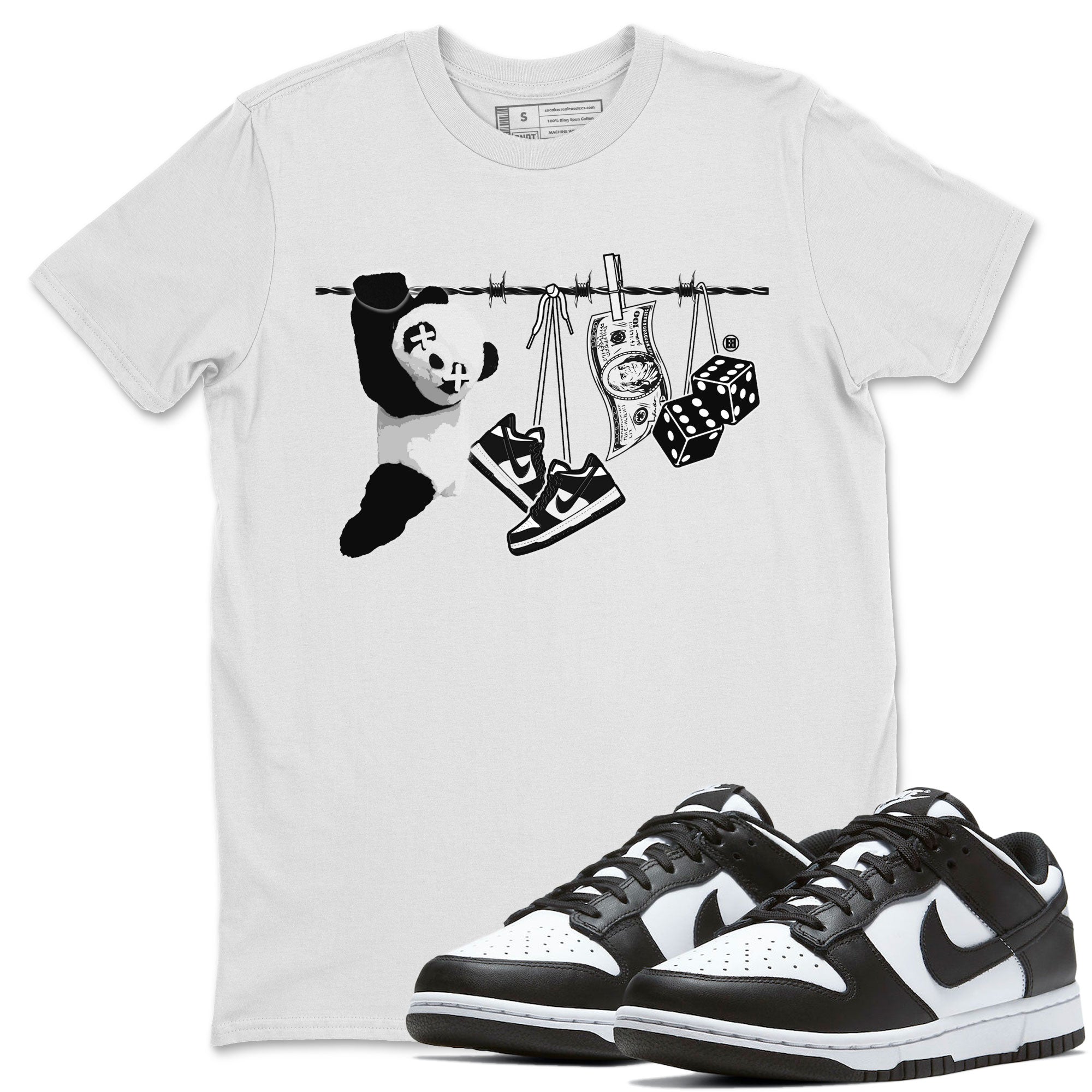 Dunk Panda shirt to match jordans Clothesline sneaker tees Dunk White Black Panda SNRT Sneaker Tees Unisex White 1 T-Shirt